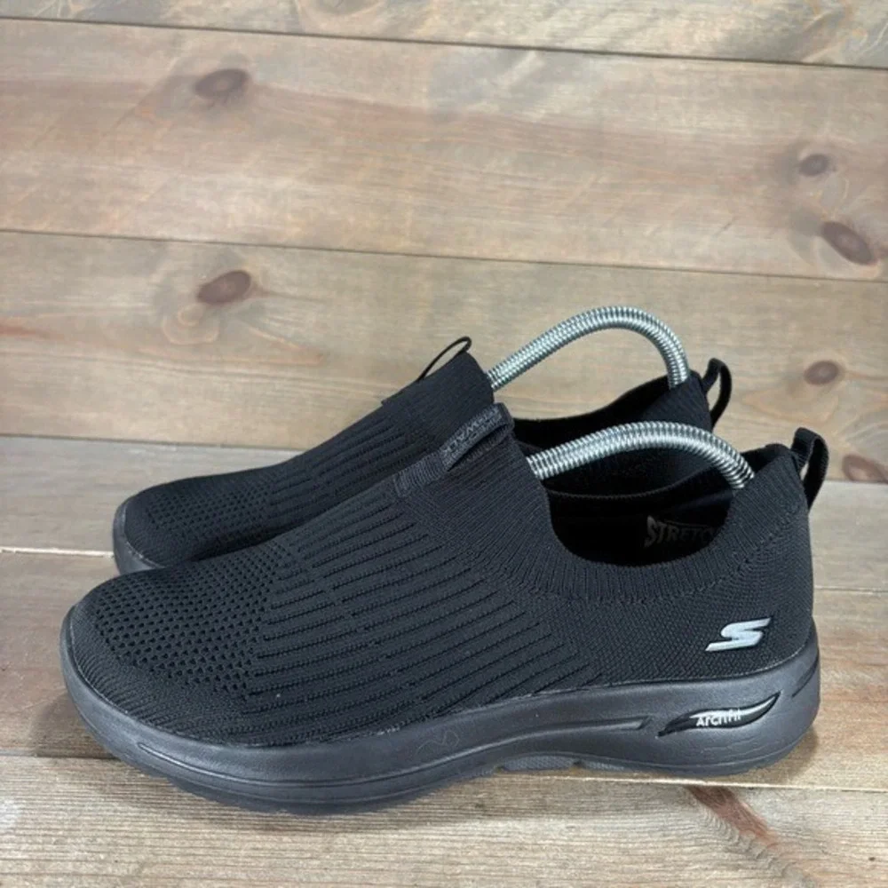 skechers go walk arch fit womens size 7.5 shoes black iconic slip on sneakers